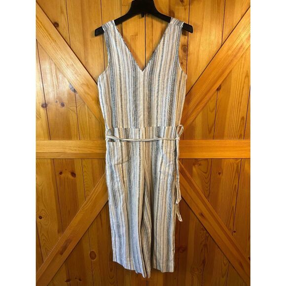 Beach Lunch Lounge Striped Linen Blend Romper Size Small (5226) Read - Picture 1 of 9
